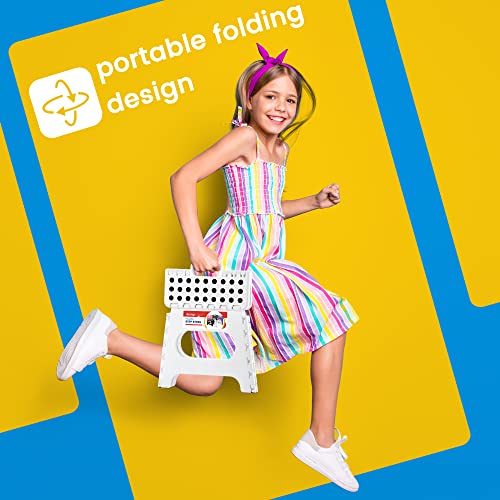 ACSTEP Folding Step Stool for Adults and Kids 11 Height Lightweight Plastic Stepping Stool Foldable Step Stool Hold up to 300lbs Non Slip Collapsible Stool White - color: White, size: 11 Inch( Pack of 1)