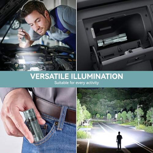 LETMY Rechargeable Flashlights High Lumens, 2 Pack 2000 Lumens Bright LED Tactical Flashlight, 3 Modes Samll Powerful Flash Lights with Clip, Waterproof Flashlights for Home Emergency Camping (Grey) - color: Gray