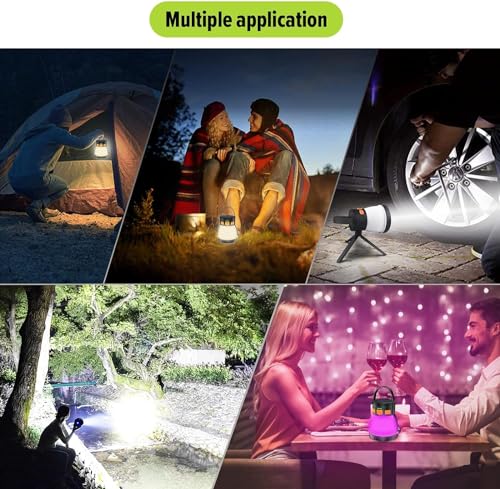 2 Pack LED Camping Lantern, 1500 Lumens Camping Lantern Rechargeable with Solar Panel Charging, Waterproof, 8 Light Modes, 7500mAh Power Bank, Camping Flashlight for Hurricane Emergency, Outdoor - size: Orange&Black 2Packs