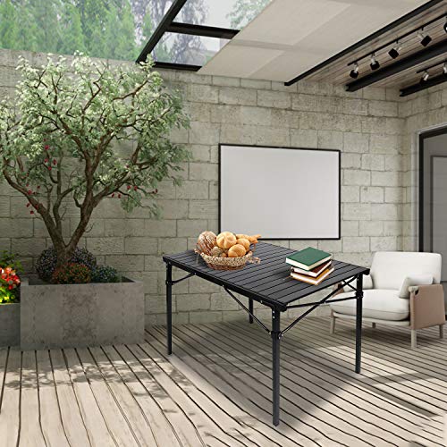 REDCAMP Roll Up Camping Tables that Fold Up, Lightweight Portable Compact Metal Camp Table for Grill Outdoor Picnic, Black Long - size: 42"Lx27.5"Wx27.5"H
