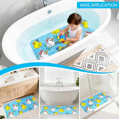 Baby Bath Mat for Tub, Non Slip Kids Bath Shower Mat, 40 X 16 Inch Large Bathtub Mat with Drain Holes and Suction Cups for Toddlers, Machine Washable and Waterproof (Duck) - color: Duck