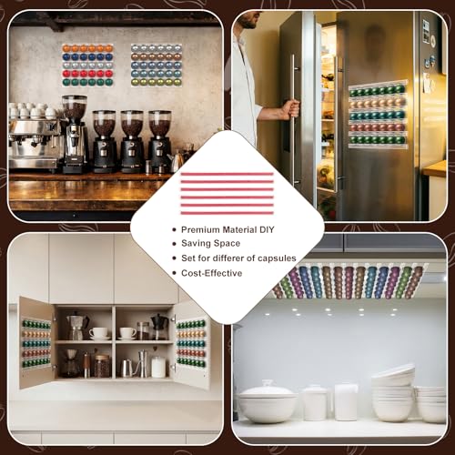 Didaey 12 Pcs Self Adhesive Coffee Pod Holder Clear Wall Mount Capsule Organizer Dispenser DIY Plastic Coffee Pods Storage Display Holder for Kitchen Countertop Cabinet Fridge Rv Space Saving
