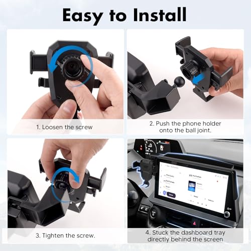 FIILINES Phone Holder for Toyota Prius 2023-2025 (Fit 12.3" Touch Screen), Phone Mount with Dash Organizer for Prius Accessories, 360 Degree Rotation Dash Mount Cell-Phone Holder - size: For Prius 2023-2025