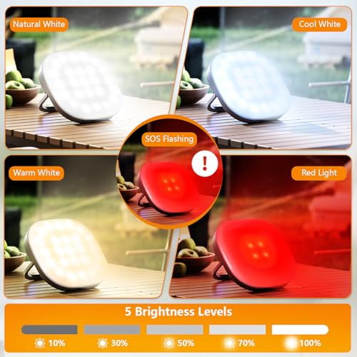 Solar Camping Lights, Solar Camping Lantern Rechargeable 5000mAh LED 5 Light Modes IP65 Waterproof with USB Charging – Lanterns for Power outages Hurricane, Hiking, Fish, Emergency, and Home - style: No Remote