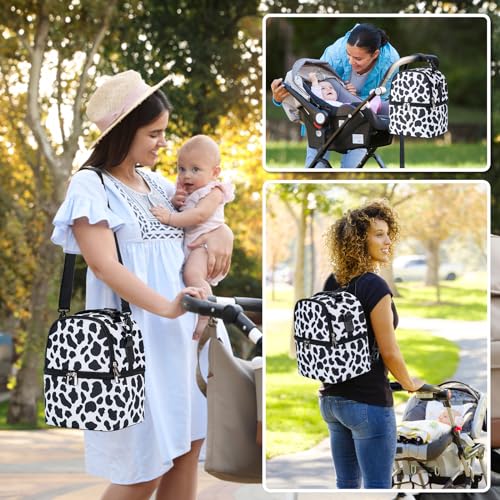 Breastmilk Cooler Bag with Ice Pack Fits 6 Baby Bottles up to 9 Ounce, Breast Milk Pump Cooler Bag with Shoulder Strap for Nursing Mom Daycare, Work, Travel - color: Cow