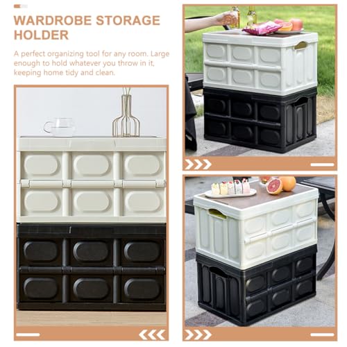 UKCOCO Outdoor Camping Folding Storage Box with Lid, Small Plastic Sundry Container 38.5x27x21cm, Clothes and Organizer for Car Trunk and Home Storage