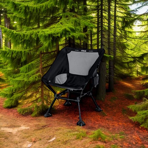 iClimb Ultralight Compact Camping Folding Beach Chair with Anti-Sinking Large Feet and Back Support Webbing (Black - Square Frame) - color: Black (Square Frame)