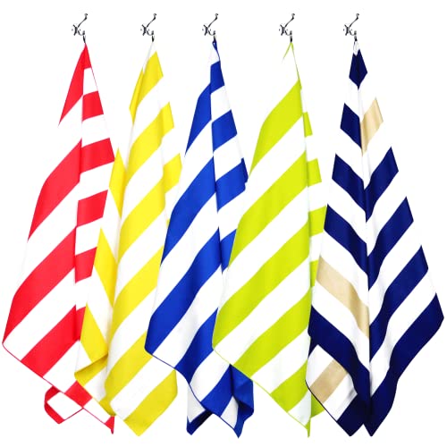 Your Choice Microfiber Beach Towel, Sand-Free Quick Dry Travel Towel, Oversized Compact Lightweight Recycled Towel for Pool Camping(67"x35"/60"x30") - color: K-dark Blue&khaki Stripes, size: Large(60x30")