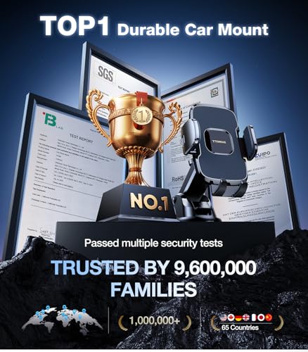 TORRAS【96+LBS Strongest Suction Ultra-Durable Cell Car Phone Holder Mount | Patent & Safety Certs, Fits Large Phones & Thick Cases, Extra Sticky Grip, Airbag Clamp, Temp-Resistant, All Road Conditions - color: Navy Blue