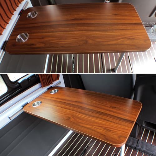 RV Wall Mounted Table With Two Cup Slots Rv Dinette Table Wall Mounted Desk Wood Folding Camper Table for Motorhome Home Office Folding RV Table For Small Space Foldable Multifunctional Table(Woodgrai - color: Woodgrain