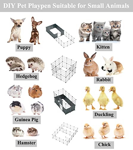 LANGXUN 24pcs DIY Small Animal Pet Playpen with Waterproof Mat, C&C Cage for Puppy Kitten, Rabbit Cage,Guinea PigsGuinea Pig Cages | Indoor & Outdoor Portable Metal Wire Yard Fence, Metal Pet Panels - style: 24 Metal Panels (11.8'' x 15")