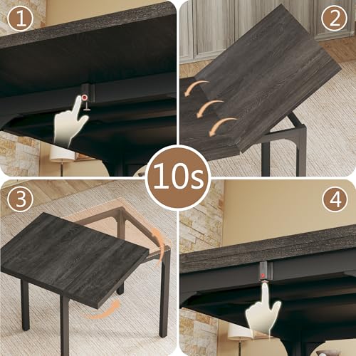 HUAHUU Dining Table Set for 4, Extendable Kitchen Table Cushion Chairs Set of 4, Rectangle Dining Table with Metal Frame & MDF Board, Folding for Small Apartment Saving Space, Gray - color: Grey