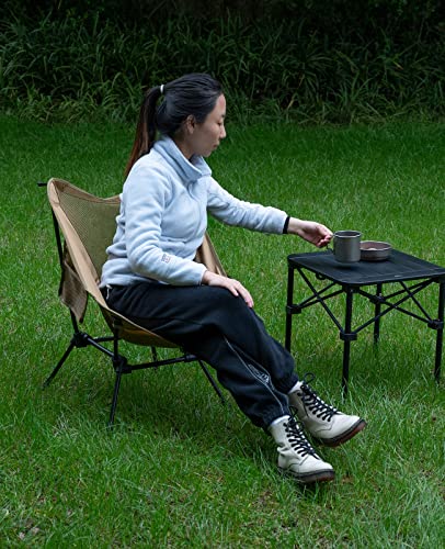 iClimb Ultralight Compact Camping Folding Beach Chair with Anti-Sinking Large Feet and Back Support Webbing (Brown- Square Frame) - color: Brown (Square Frame)