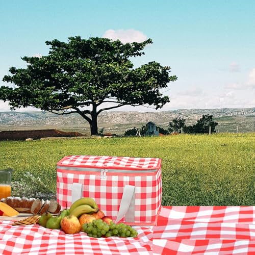 Insulated Picnic Bag with Leakproof Liner Foldable Reusable Cooler Basket Includes Disposable Picnic Mat Sturdy Handle Ideal for Outdoor Activities Travel Beach Camping (Yellow) - color: Yellow