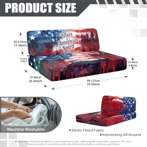 American Flag RV Dinette Cushion Covers Booth Set USA 250th Anniversary Camper Cushion Covers for RV Camper Sofa Including 1 Bench Cover and 1 Backrest Cover - color: 250th Anniversary American Flag Forest