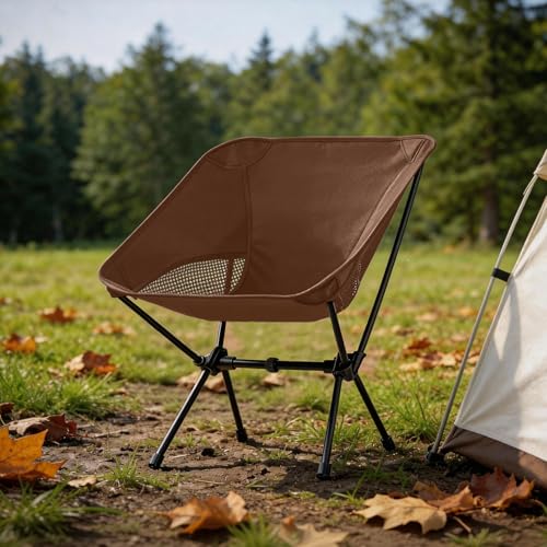Lightweight Portable Camping Chair - Folding Backpacking Hiking Chair with Carry Bag for Outdoor Travel, Beach, Picnic, Festival (Brown) - color: Brown