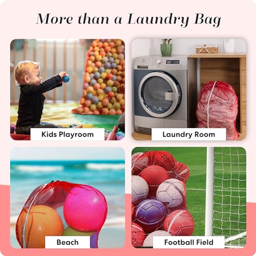 Handy Laundry Mesh XL Laundry Bag, 24" x 36" Heavy Duty, Durable Drawstring Closure, Machine Washable, Large Capacity for Delicates, Travel, College Dorm, Apartment, Red - color: Red