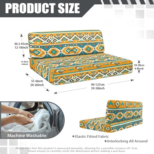 RV Couch Cover Set - 2 Pcs Aztec Tribal Print Slip Covers for Sofa Bed & Camper - color: Aztec Tribal