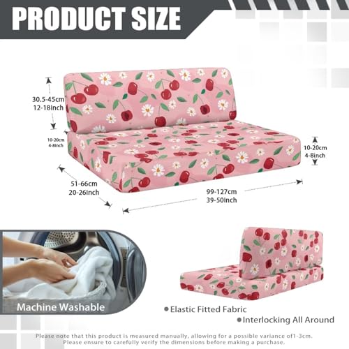 NDISTIN Pink Cheery Camper Couch Cushion Covers Dinette 2Pcs Stretch Sofa Furniture Protector for Travel Trailer Couch Include 1 Bench Cover & 1 Backrest Cover Booth Seats Replacement - color: Pink Cheery