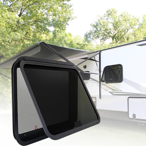 NOVINO RV Exit Window Replacement, 30" W x 22" H RV Emergency Window for Cargo Trailer Camper Travel Trailer Van with Screen&Trim Ring, Fit 1" or 1-1/2" Thick Wall,DOT Approved - size: 30"W x 22"H