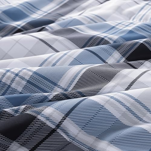 MaiRêve Twin XL Size Plaid Comforter Set Lake Blue, Classic 5 Pieces Farmhouse Bedding Set, All Season Lightweight Bed in A Bag with Sheets, Pillowcase & Sham - color: Lake Blue, size: Twin XL