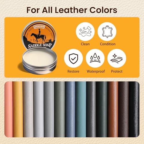 Nuroon Leather Boots Care Kit- Leather Cleaner Boots Shoes Cleaning Kit, Saddle Soap,Mink Oil and Wax Waterproofer - style: 4 Pieces
