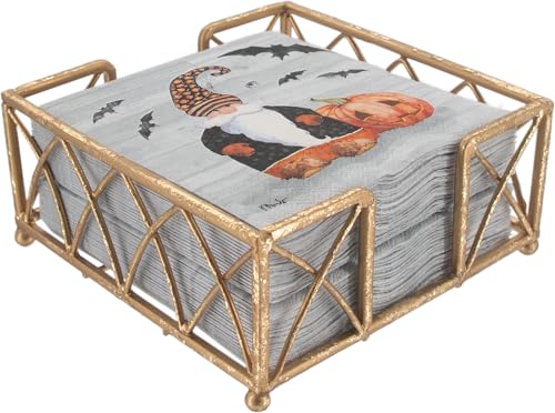 Boston International Arch Design Cocktail Napkin Holder Caddy, Gold Leaf - color: Gold Leaf, size: 5.25 x 5.25-Inches