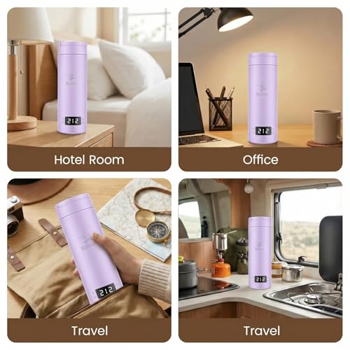 Portable Kettle (120V), Travel Kettle for Business Trips, 316-Grade Stainless Steel, 4 Temperature Settings, with Auto-Shutoff (Purple, 9.05 * 3.15) - color: Purple