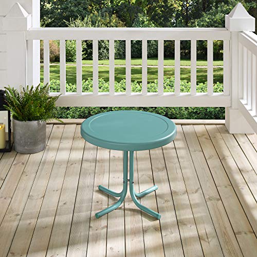 Crosley Furniture Griffith Weather Resistant Retro Metal Outdoor Side Table for Patio, Deck, Porch, Caribbean Blue - color: Caribbean Blue