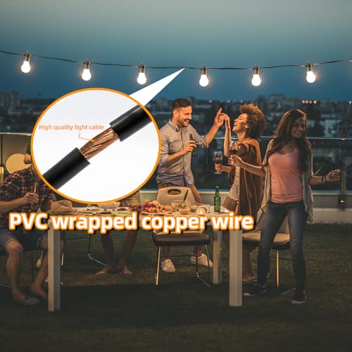 LED Outdoor String Lights with 20 Shatterproof Edison Bulbs, 39.4FT Commercial Grade Patio Lights, Replaceable Wick Outside Hanging Lights Waterproof for Porch, Deck, Garden, Backyard 2700K
