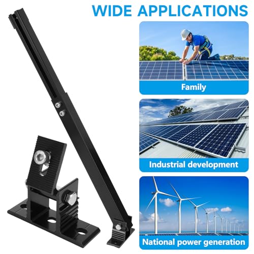 Adjustable Solar Panel Tilt Mount Brackets Aluminum Alloy Solar Panel Mounting Support up to 50 70 100 150 200 300 400 Watt Solar Panel for Flat Surface Roof RV Boat Off-Grid (Mount Only) BLACK-2SET - color: BLACK-2SET