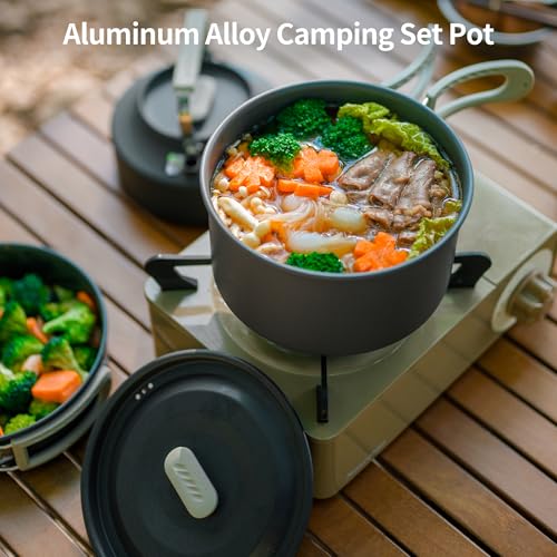 Naturehike Camping Cookware Set Mess Kit for Backpacking Gear, Camp Cooking Set, Camping Pots and Pans Set for Outdoor Backpacking Camping Hiking Picnic - color: 1.7L pot+7'' frying pan+0.8L kettle
