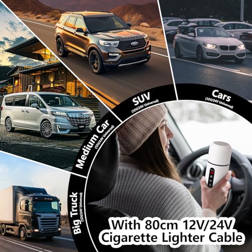 Car Electric Kettle,Portable Travel Kettle,12V/24V Car Coffee Warmer,420ML Hot Water Heater with Built-in Magnetic Induction Stirring,Small Mini Hot Water Boiler for Tea Coffee Milk - color: White