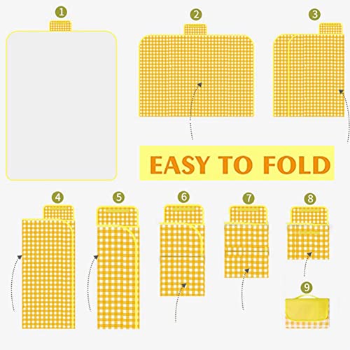 Extra Large Picnic Blanket Beach Blankets, 80''x60'' Picnic Mat Waterproof Sand Proof Foldable Portable for Outdoor Camping Hiking Travel Grass Park Music Festival Lawn Mats (yellow, 80x60 inch) - color: Yellow 80x60 Inch