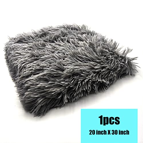 Pet Dog Bed Blankets, Fluffy Fleece Dog Throw Blankets Sleep Mat,Soft Puppy Blankets Cat Kitten, S M L XL,Fuzzy Reversible Sherpa Blanket for Bed, Couch, Sofa, Travel,Washable & Lightweight - color: Dark Grey, size: 30 INCH X20 INCH