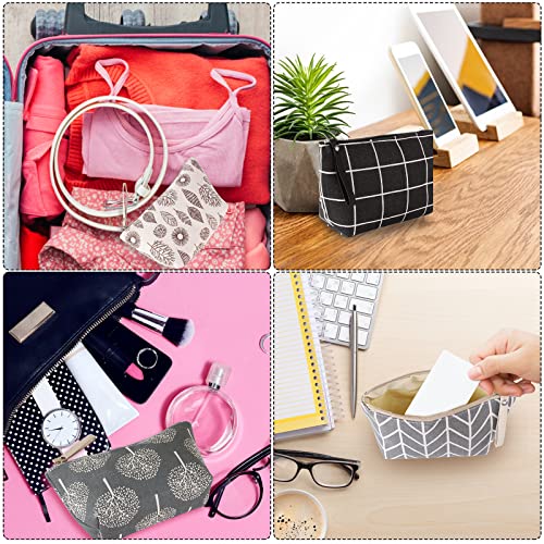 4 Pcs Canvas Cosmetic Bag, Multi-function Travel Makeup Bag Cosmetic Pouch with Zipper Travel Toiletry Bag Small Makeup Pouch Christmas Gifts Stocking Stuffers for Women - style: D