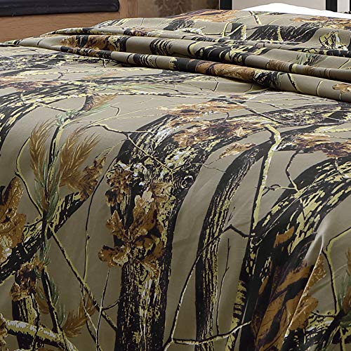 Chezmoi Collection Salem 3-Piece Cabin Lodge Forest Woods Sheet Set - Nature Camo Tree Leaves Printed Soft Microfiber Sheets - Twin, Natural - color: Natural, size: Twin