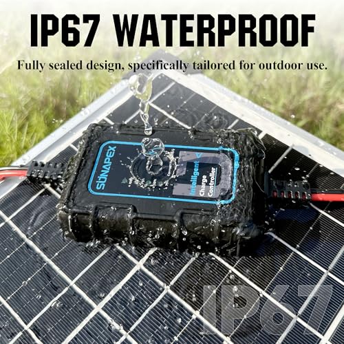 SUNAPEX 50W 12V Solar Battery Charger Maintainer, Waterproof Solar Panel Trickle Charger with Controller for Car, Motorcycle, Boat, Marine, RV, Trailer, Tractor,Truck, etc - size: 50W - Standard