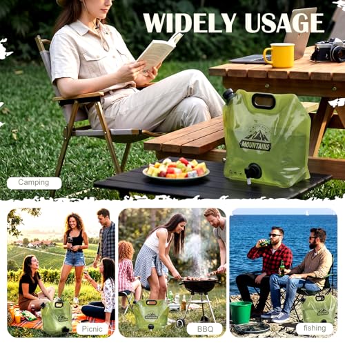 LemonRoad 8 Pack Collapsible Water Container 2.1 Gallon 8L Foldable Water Storage Bag with Spigot, Sturdy Leakproof Jug for Camping, Hiking, Emergency (Green) - color: Green