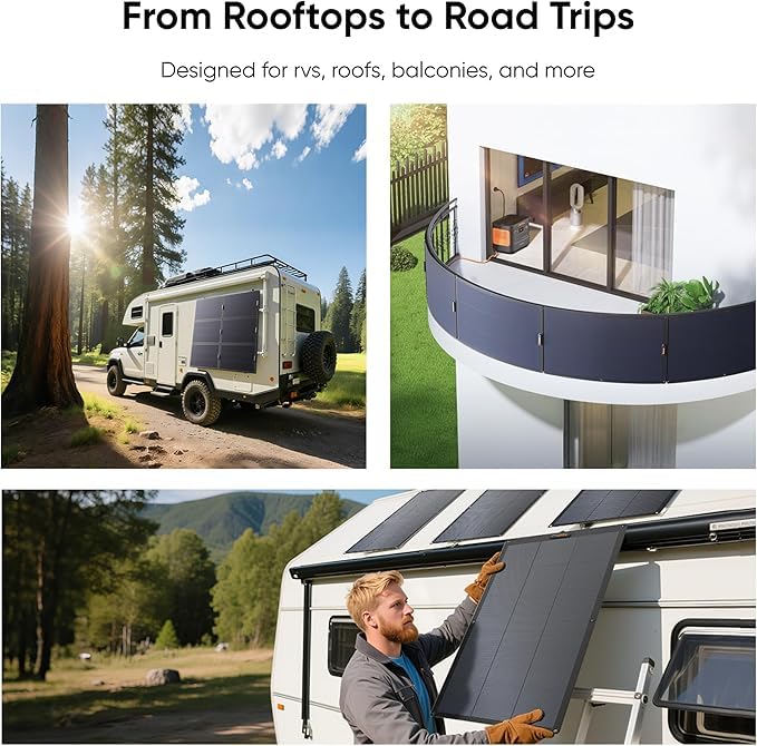 Jackery SolarSaga 100W Light Solar Panel, 25% Conversion Efficiency Bifacial Panels, At 4.52 lbs, IP68 Waterproof and 221° Bendable for Balconies, Rooftops, RVs, Off-Grid Solar Panel Kits, PV Charging - size: 100W Light