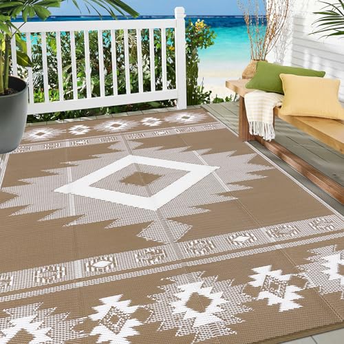 Outdoor Rug 8x10 ft for Patios Waterproof Reversible Plastic Straw Rug Patio Mat Clearance Outdoor RV Camping Mat Outside Area Rug Carpet for Porch,Deck,Camper,Balcony,Backyard