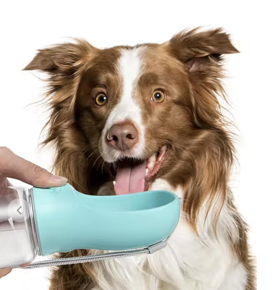 Portable Pet Water Bottle with Dispenser Bowl, 13.5 oz, Food-Grade Plastic, Manual Pressure Dispensing, Travel Water Bottle for Dogs and Cats (Pink) - color: Pink