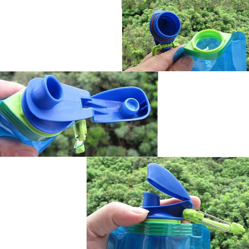 4 Pack Collapsible Water Bottles for Travel – 23oz Foldable Water Bottle with Carabiner,Leakproof BPA-Free Water Jup, Portable Reusable Water Bottle for Hiking,Sports,Camping,Biking
