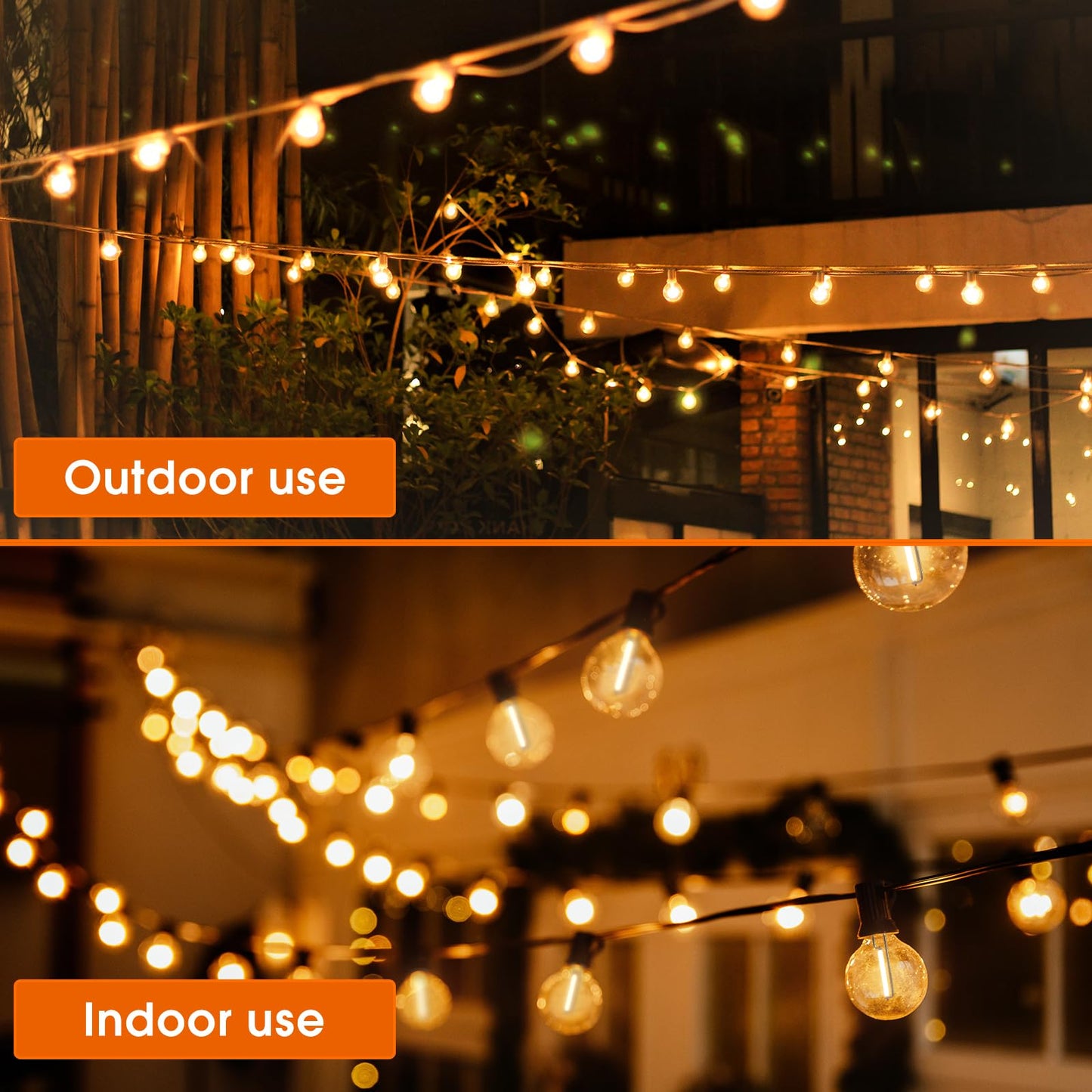 addlon 50FT LED Outdoor String Lights, G40 Globe Patio Lights Dimmable with 27 Shatterproof Bulbs for Backyard Patio House Balcony Party Decor - size: 50FT(25 Sockets)