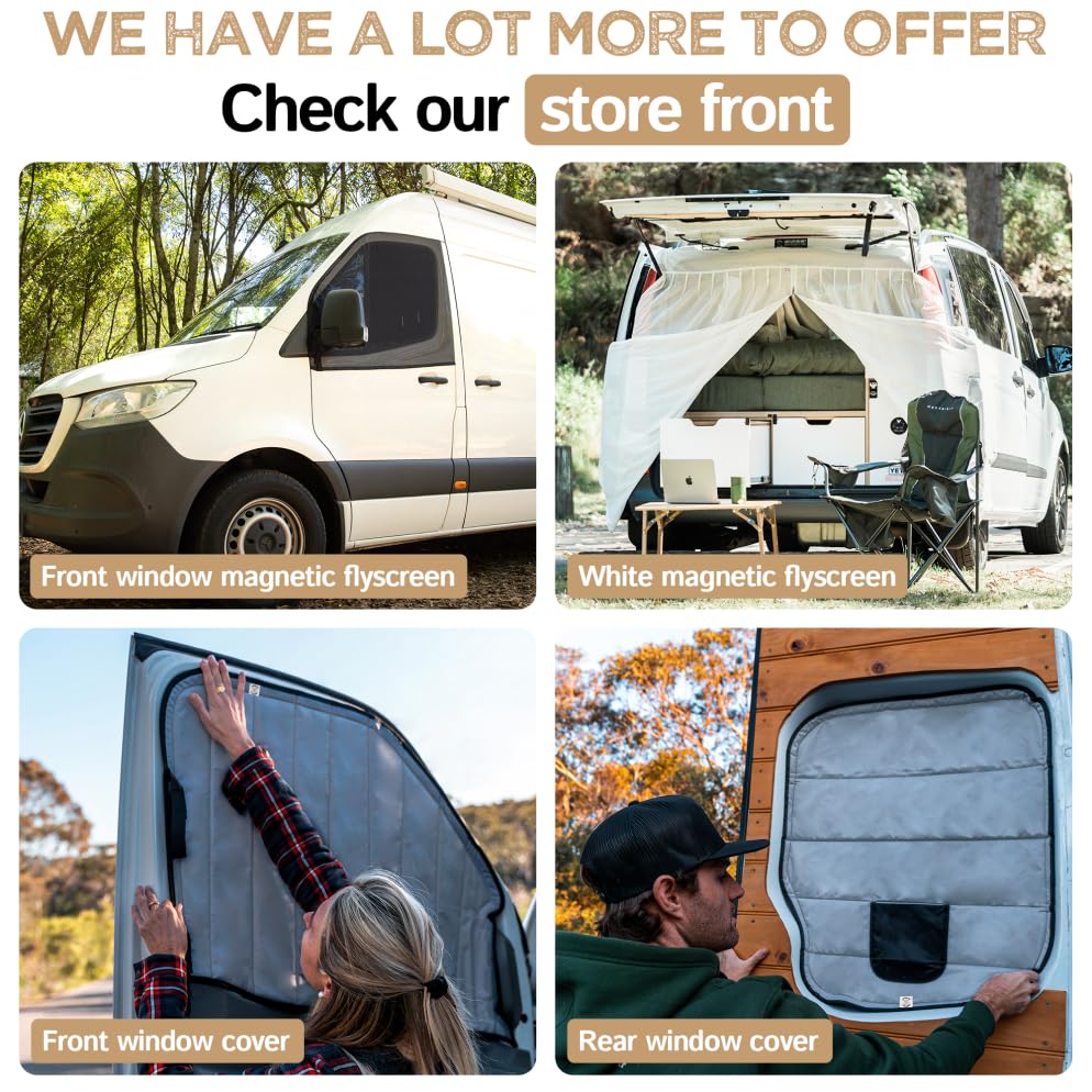 Living in a Bubble Van Bug Screen for RAM Promaster High Roof and Other Campervans, Universal Size Rear Door Flyscreen Mosquito Net, Center Zipper Closure