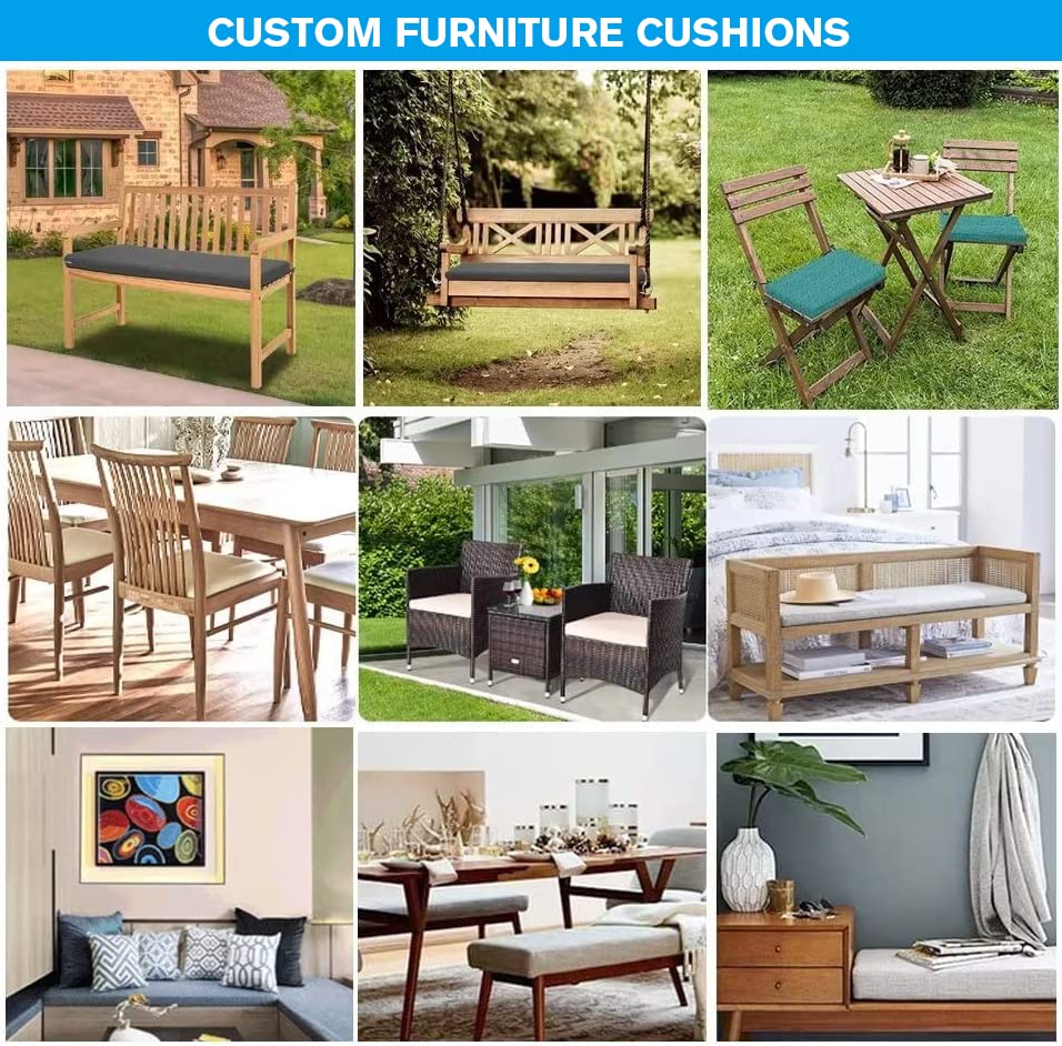 Customize Bench Cushion & Chair Pads - Loveseat Sofa Cushion Replacement for Indoor/Outdoor Use