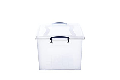 Superio Clear Plastic Storage Bin with Lid, 28 Quart Organizing Container, Latch Box, Stackable Plastic Tote for Household, Garage, School, and Office- Store Shoes, Clothing, Crafts, and Accessories - size: 19" x 12.5" x 9.25"