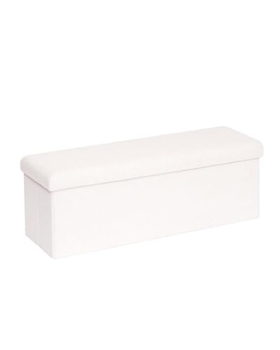 B FSOBEIIALEO Small Storage Ottoman Cube Sherpa Ottomans Foot Rest, Foldable Boucle Ottoman Bench, Faux Teddy Fur, Cream White 43.3"x15"x15" - color: White, size: 43.3"x15"x15"