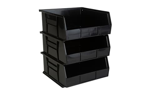 HE HUDSON EXCHANGE 11" x 11" x 5" (3 Pack) Plastic Stackable Storage Bin, Black - color: Black, size: 3 Pack