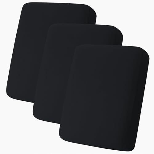 hyha Milk Silk Couch Cushion Covers, Soft Sofa Covers Washable for 3 Cushion Couch, Stretch Sectional Outdoor Cushion Covers for Patio Furniture with Elastic Bottom(3 Packs, Black) - color: Black, size: Seat Cover 3 Pack